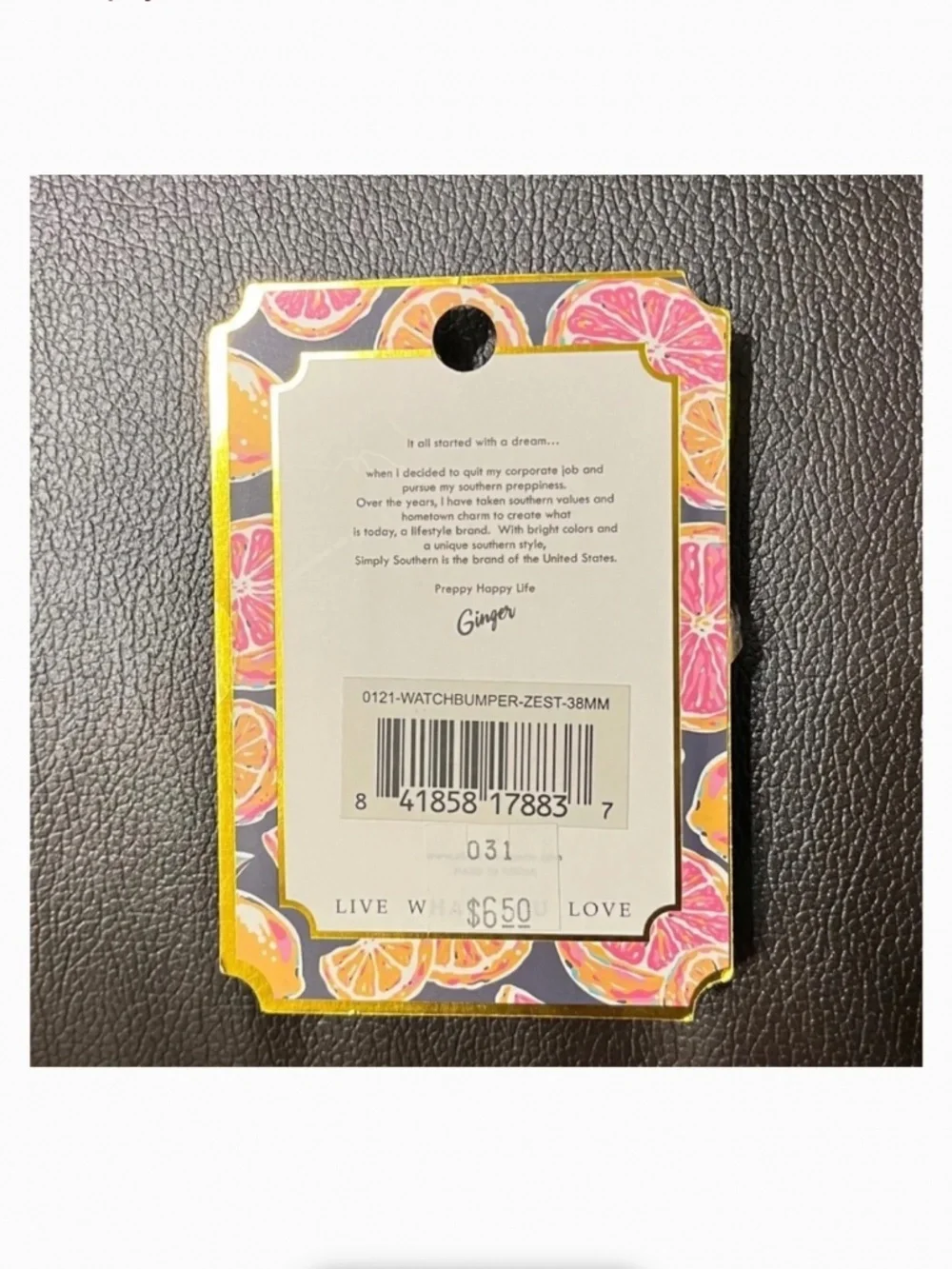 NEW 38MM Apple Watch bumper from Simply Southern, Pattern: ZEST (citrus)